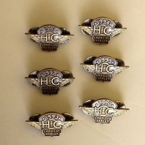 Set of 6 Vintage LADIES OF HARLEY Brass Pins